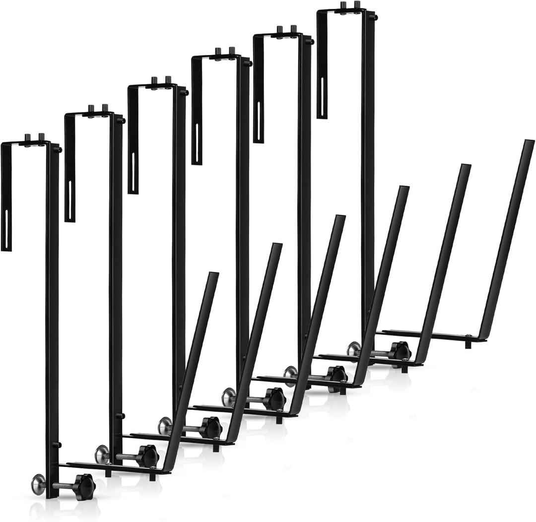 6 Pcs Solar Cover Holder for Above Ground Pool Adjustable Solar Holder Metal Equipment Storage Hooks for Framed Above Ground Swimming Pools (Black)