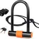 Bike U Lock with Cable Heavy Duty Bike Lock Bicycle U Lock, 14mm Shackle and 3.77ft Length Cable with Mounting Bracket for Bike Motorcycle and More (Copper)