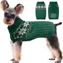 Kuoser Dog Christmas Sweater, Soft Warm Xmas Sweaters for Small Medium Large Dogs Boy Girl, Comfortable Dog Sweater with Leash Hole Snowflake Puppy Knit Outfit for Holiday Winter Fall, Green S 