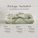 Oli Anderson Tufted Duvet Cover Queen Size, Soft and Lightweight Duvet Covers Set for All Seasons, 3 Pieces Boho Embroidery Shabby Chic Bedding Set (Mist Sage, Queen, 90"x90")