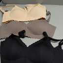 Seamless Jelly Bras for Women 3 Pack - Deep V Wireless Push Up No Wire Womens Bra Padded Comfort with Support for Gifts (L)