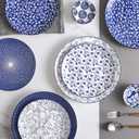 Selamica 8 inch Porcelain Dinner Plates, Large Size Serving Plate for Salad, Pancakes, Steak, Set of 6, Vintage Blue