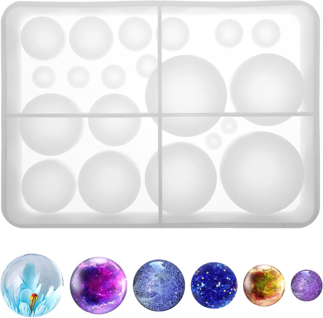 20-Cavity Sphere Molds for Resin, Sphere Resin Molds, Silicone Sphere Molds, Sphere Silicone Molds, Round Ball Resin Molds, Upgraded 3D Seamless Epoxy Molds, Round Silicone Molds for Resin