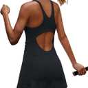 Yanekop Womens Tennis Dress with Built in Shorts Golf Dress Athletic Outfits Active Dresses Workout Onesie Yoga(Black, S)