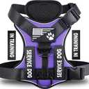 Demigreat Service Dog Harness, Reflective Dog Vest Harness with 5 PCS Patches, Adjustable Soft Oxford Pet Harness, Inner Layer Mesh, Easy to Control for Dogs (Medium (Pack of 1), Purple)