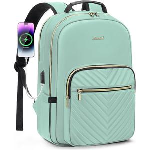 LOVEVOOK Laptop Backpack for Women 15.6 inch, Cute Womens Travel Backpack Purse, Professional Laptop Computer Bag, Waterproof Work Business College Teacher Bags Carry on Backpack with USB Port, Mint Green