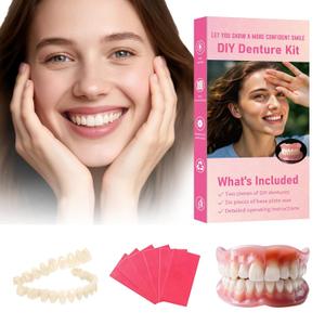 Denture Do it Yourself Full Set of Top and Bottom Fake Teeth, for Improve Smile, DIY Kit Easy and Convenient, Fake Teeth Repair Missing Teeth, Protect Your Teeth-ZZ2