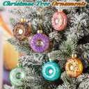 6 Pack Christmas Cupcake Ornaments Glass Christmas Tree Donut Hanging Ornaments Mini Glass Blown Cupcake Donut Dessert Decor Set for Xmas Tree Pendant Home Birthday Party Decoration(Donut Style)