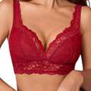 Avidlove Lace Bralettes Women V Neck Wireless Bras Unlined Basic Cami Sexy Comfy Everyday Wirefree Lingerie Unpadded (Medium, Wine Red)
