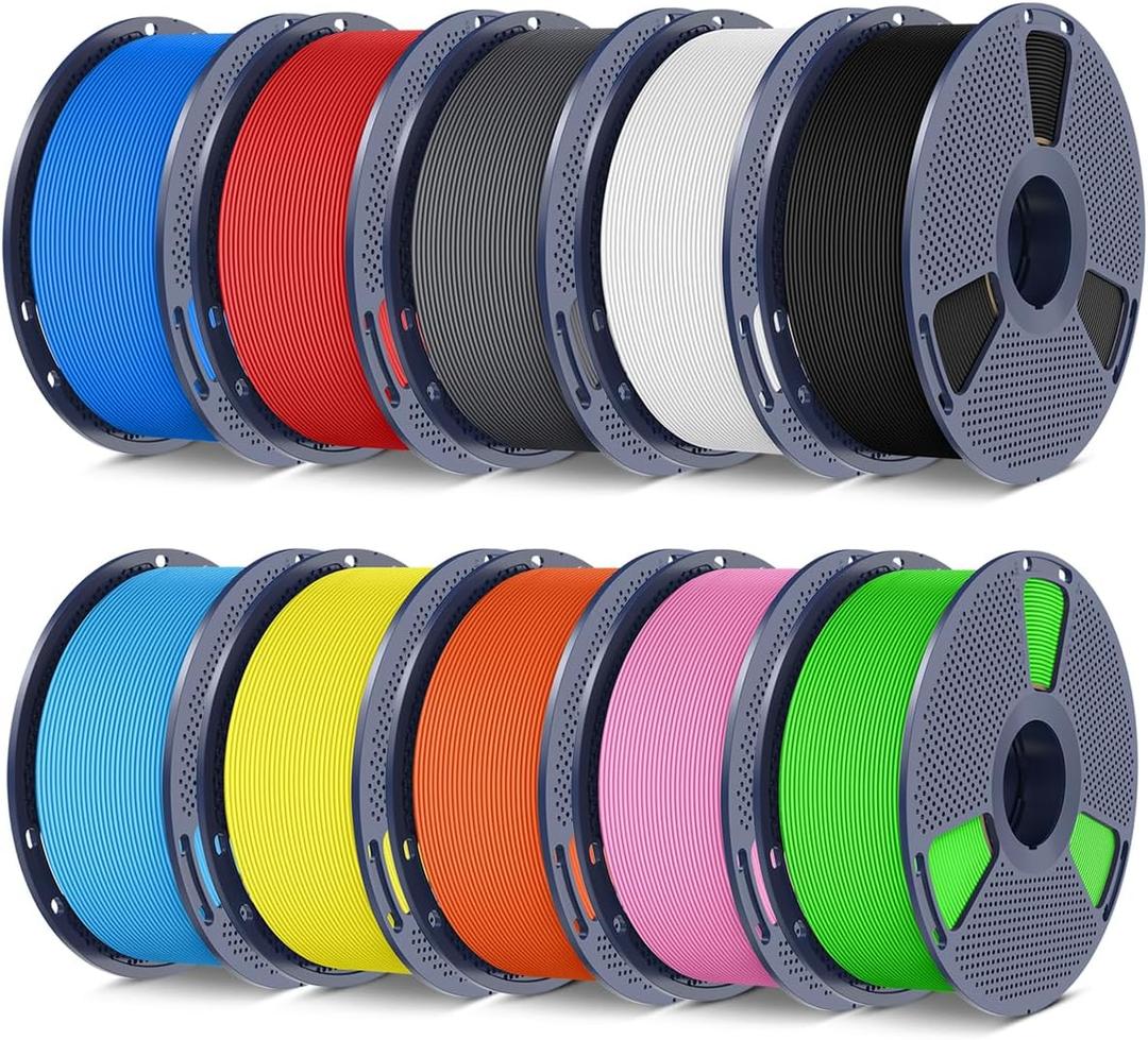 SUNLU PETG Filament 1.75mm, 10KG Bundle, Less Stringing, Good Layer Adhesion, 1kg per Spool, Pack of 10, 10 Colors, Black+White+Grey+Red+Orange+Pink+Sky Blue+Green+Yellow+Blue SUNLU PETG Filament 1.75mm, 10KG Bundle, Less Stringing, Good Layer Adhesion, 1kg per Spool, Pack of 10, 10 Colors, Black+White+Grey+Red+Orange+Pink+Sky Blue+Green+Yellow+Blue