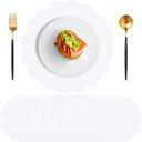 60 Pcs White Paper Placemats, 13.5 Inch Disposable Scalloped Placemat Disposable Table Place Mats Decorative Paper for Birthday Wedding Bridal Shower Holiday Party