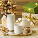 Sweese Stackable Coffee Mugs Set of 4, 10 oz Porcelain Coffee Cups with Embossed Design, White Cappuccino Cups for Coffee, Latte