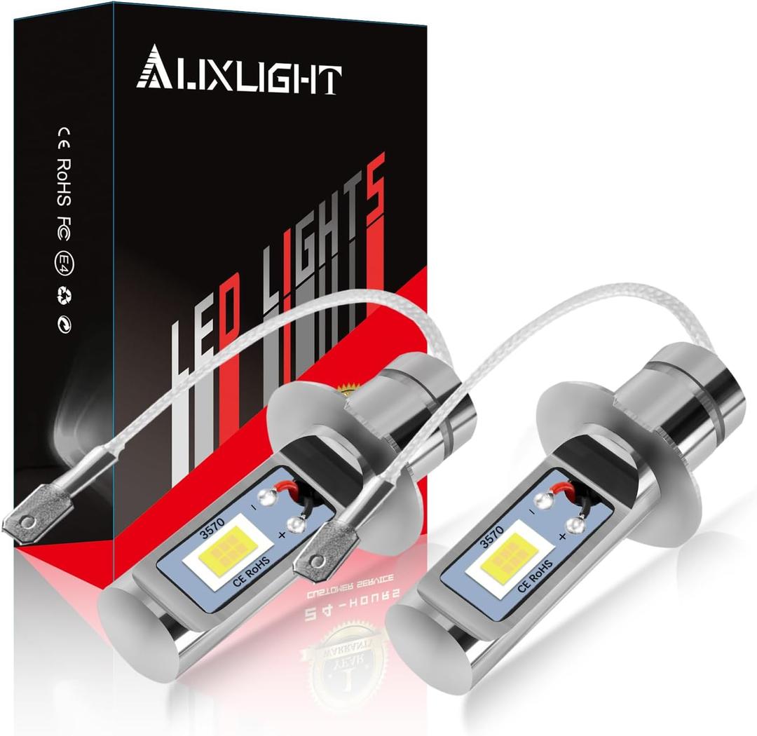 AUXLIGHT H3 LED Fog Light DRL Bulbs, 3000 Lumens Extremely Bright Bulbs Replacement for Cars, Trucks, 6000K Xenon White