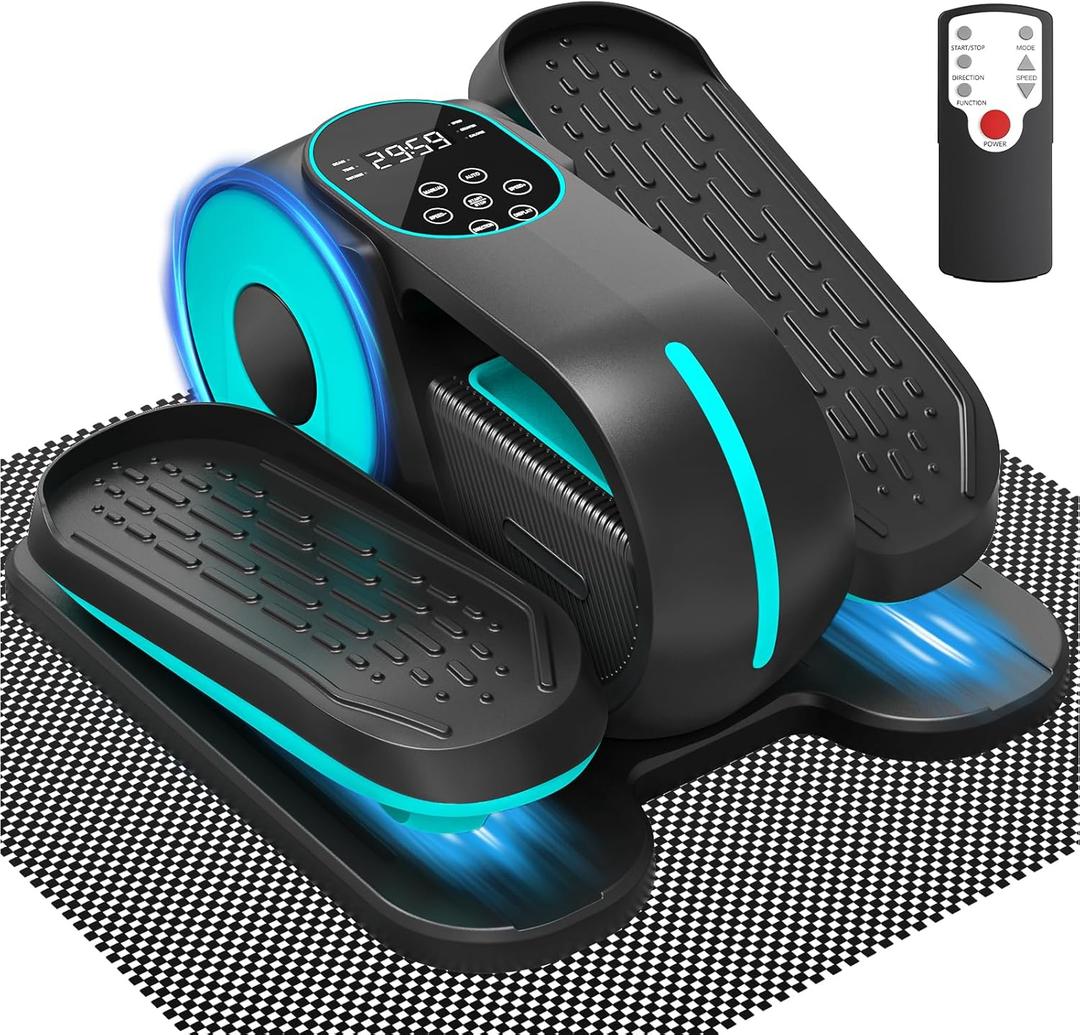 Under Desk Elliptical Machine, 12 Speeds Leg Exerciser as Seen on TV with RF Remote Control for Seniors, Auto & HR Mode Quiet Portable Seated Pedal Exerciser for Home and Office