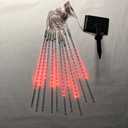 Solar Power Outdoor String Lights 50cm Meteor Shower Rain LED Lights 10 Tube Snowfall String Fairy Lighting for Christmas Tree Valentine Holiday Party Outdoor Garden Decoration (Red)
