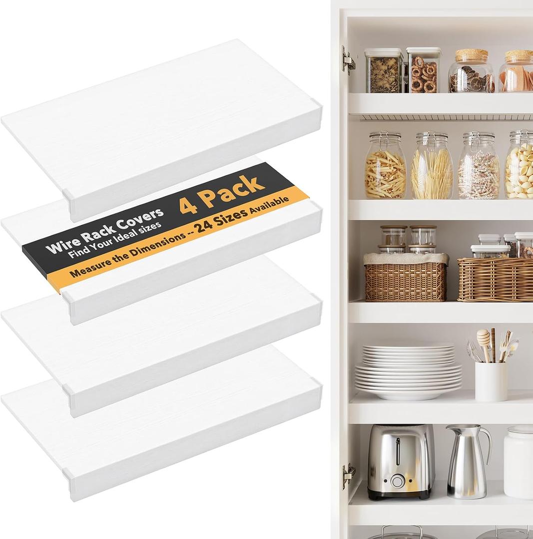SpaceAid Wire Shelf Covers for Pantry Rack, 32" W x 16" D, White 4pcs | PVC Wire Rack Cover for Pantry and Closet Shelving, Durable Shelves Liner for Kitchen, 0.31-inch Thick Waterproof