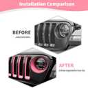 RT-TCZ for Wrangler JL Mesh Front Grille Grill Insert Headlight Light Cover Trim for Jeep Wrangler JL JLU 2018-2022 Pink Exterior Accessories 9pcs