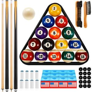 Outus 71 Pcs Premium Pool & Billiard Table Accessories Set Pool Balls, Cue Sticks with Tips, Triangle Rack, Chalks, Brush Spot Stickers for Home Family & Beginner Practice