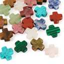 FASHEWELRY 22Pcs Mini Cross Gemstone Beads Bulk Assorted Tiny Pocket Easter Crosses Crucifix Crystal Natural Stone Cross Charm Beads for Bracelets Earring Necklace Jewelry Making