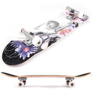 Amrgot Skateboards for Beginners,31*8 inches Complete Skateboards for Kids,Boys,Girls and Adults,7 Layer Maple Wood, Double Kick Deck Concave Standard and Tricks Skateboard