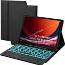 For Samsung Galaxy Tab S9 11 inch/ S9 FE 10.9"/ S10 FE 10.9" Case with Keyboard - 7 Color Backlit Detachable Touchpad Tablet Cover - Tab S10 FE/ S9 11"/S9 FE 2023 Keyboard Case with S Pen Holder Black