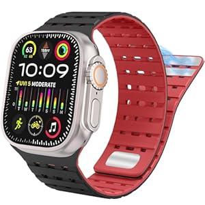 Magnetic Watch Sport Band - Compatible with Apple Watch Band 49mm 45mm 44mm 42mm Bands for Women Men, Sport Magnetic Silicone Strap for iWatch SE SE2& Series 9/ 8/ 7/ 6/ 5/ 4 Ultra 2/ Ultra