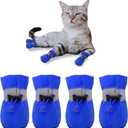YAODHAOD Dog Shoes for Small Dogs, Puppy Dog Boots & Paw Protector for Winter Snowy Days, Anti-Slip Sole Dog Booties for Indoor Hardwood Floor 4PCS (Blue,Size: 6)