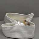 OIAHOMY Woven Basket, Gift Basket Empty with Gift Bags and Ribbons, Rope Baskets for Baby Showers, Storage Baskets with Handles for Nursery, Pet Toy Organizer - White
