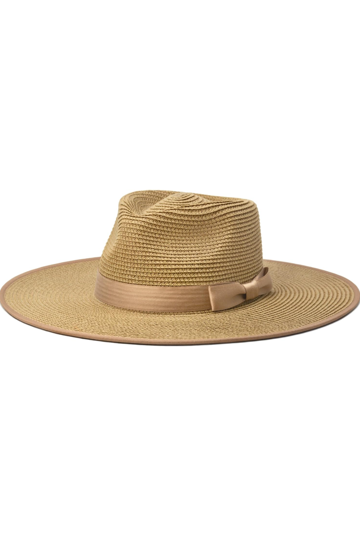 FLUFFY SENSE. Unisex Wide Brim Sun Hat Straw Panama Rancher Fedora Hat for Men Beach Hat for Women (Size M)