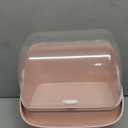 LINFIDITE Cosmetic Storage Box with Lid Waterproof&Dustproof Makeup Organizer Box Portable Handle,Large Makeup Display Case with Drawers Fully Open Lid,Great for Bathroom Countertop Bedroom Dresser (Pink)