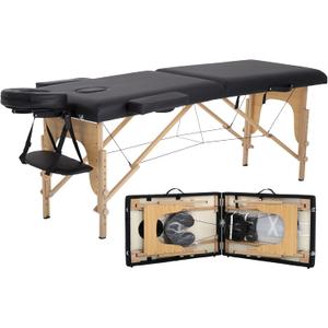 PayLessHere Massage Bed Portable Massage Table 24 inche Wide Lash Bed 2 Folding Heigh Adjustable Spa Table with Non-Woven Bag for Spa Footmassage Facial CareSpa Tattoo (Black)