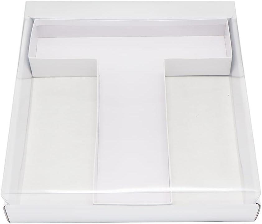 WENPACK 12.5" Cardboard Letter Shaped Mache Decorative Strawberries Fillable Sweets Candy Box with Clear Lid (White, T)