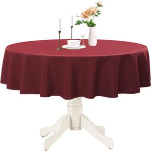 Romanstile Round Waterproof Tablecloth, Stain Resistant Washable Table Cloths Wrinkle Free Polyester Table Covers for Kitchen Dining Party Wedding Indoor and Outdoor - Burgundy, 70 Inch