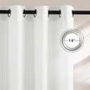 NICETOWN Non See Through Pure White Striped Sheer Curtains 63 inches Long for Living Room, Semi Chiffon Grommet Window Treatment Light Filtering Drapes for Home Office Bedroom 52" Wide