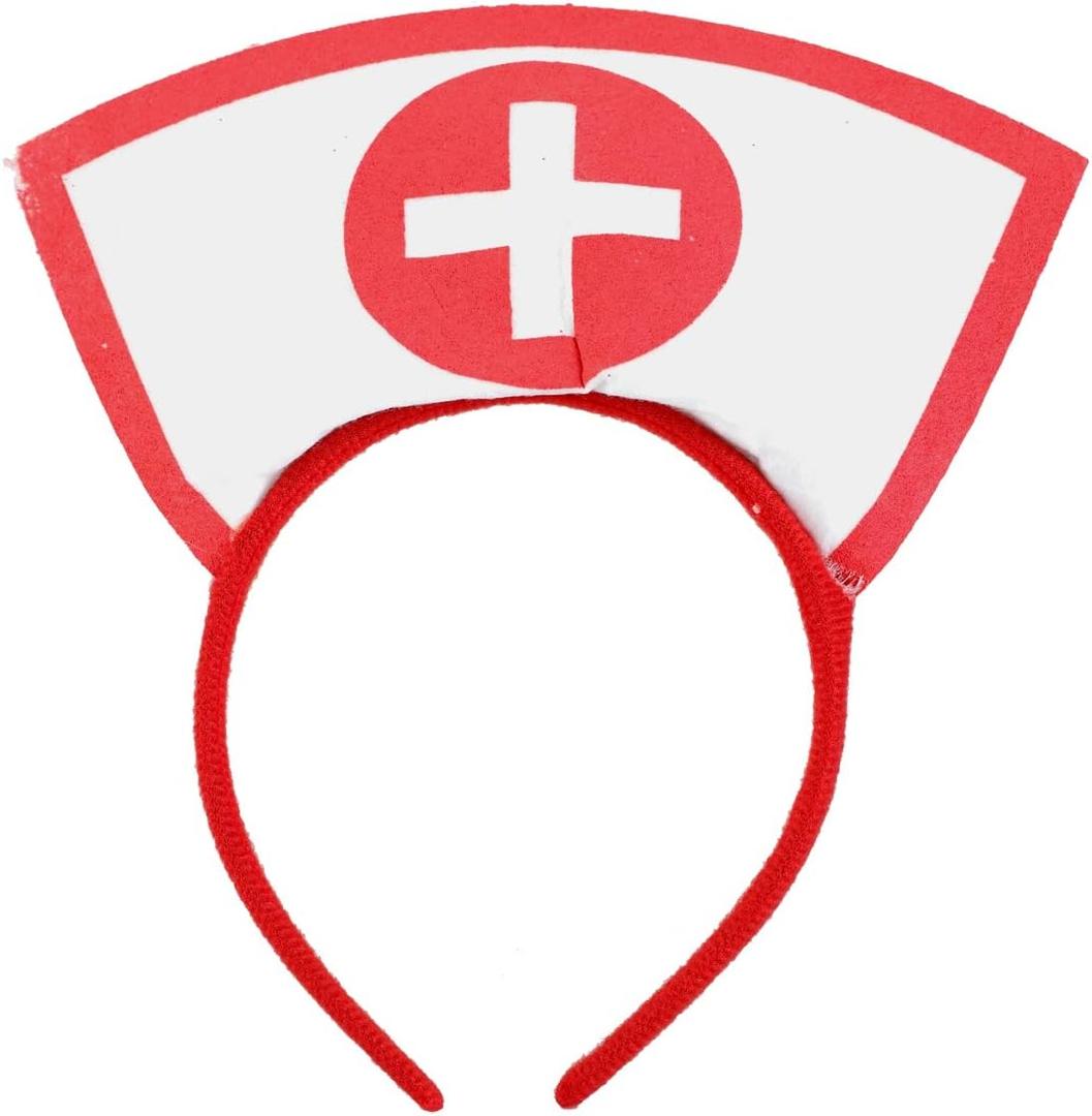 BinaryABC Nurse Hat Headband with Red Cross, Halloween Party Supplies (21cm)