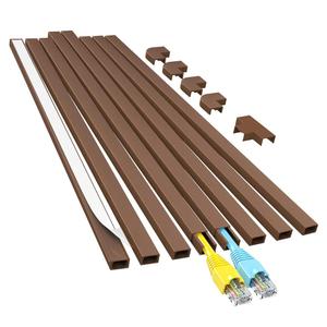 Yecaye Cord Hider, 113in Brown Cord Covers for Wires on Wall, One-Cord Cord Organizer, Easy Install Cable Management Kit, Cord Cover Home Office, W0.59in H0.4in, Brown
