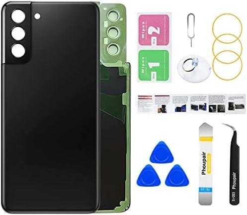 Phoupair OEM Back Glass Replacement for Samsung Galaxy S21+ Plus 5G with Professional Repairing Tool Kit (Phantom Black)