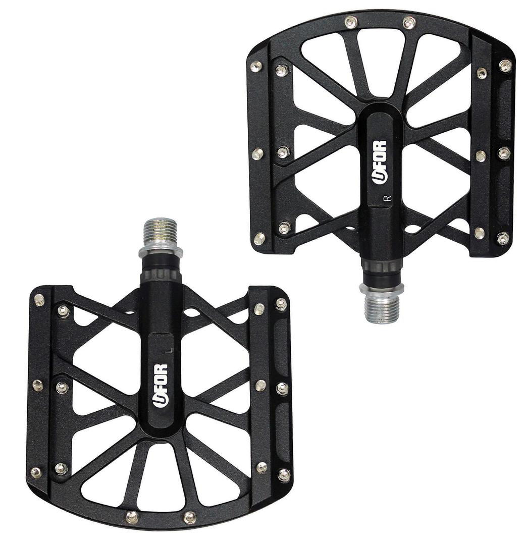UFOR Platform Bike Pedals Lightweight Anti-Slip MTB Pedals with Sealed Bearings & Traction Pins, Wide Flat Design for Mountain, BMX, Urban Cycling (Black) UFOR Platform Bike Pedals Lightweight Anti-Slip MTB Pedals with Sealed Bearings & Traction Pins, Wide Flat Design for Mountain, BMX, Urban Cycling (Black)