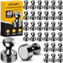 Grtard 48 Pack Black Magnetic Push Pins - Strong Fridge & Whiteboard Magnets for Office, School, Locker & Map