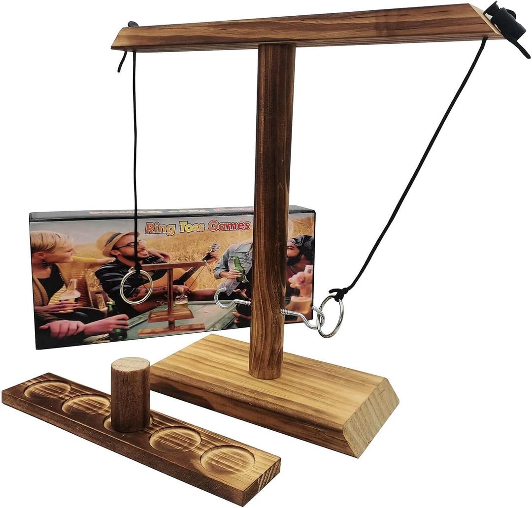 Ring Toss Game for Kids and Adults, Large Base Hook and Ring Game, Family-Friendly Indoor Holiday Fun or Outdoor Patio Games, White Elephant Gifts