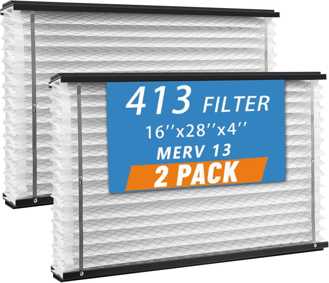 2-Pack 413 Replacement Filter, Compatible with Aprilaire 1410, 1610, 2140, 2416, 3410, 4400, 16x28x4 Inches MERV 13 Furnace Air Filter