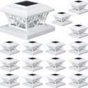 APONUO Solar Post Cap Lights 16 Pack with 1000mAh Battery - for 4x4 5x5 6x6 Fences, Larger Size & Longer Lasting, 2-Mode, IP64 Waterproof, for Deck Patio Yard (White)