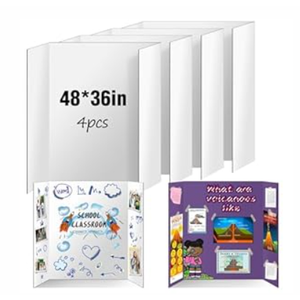 4 Pack Trifold Poster Board 48" X 36", IKAYAS Double Sided White Poster Boards, Science Fair Display Boards Posterboard for Mounting, Prints,Art,Display,Projects Classroom Supplies