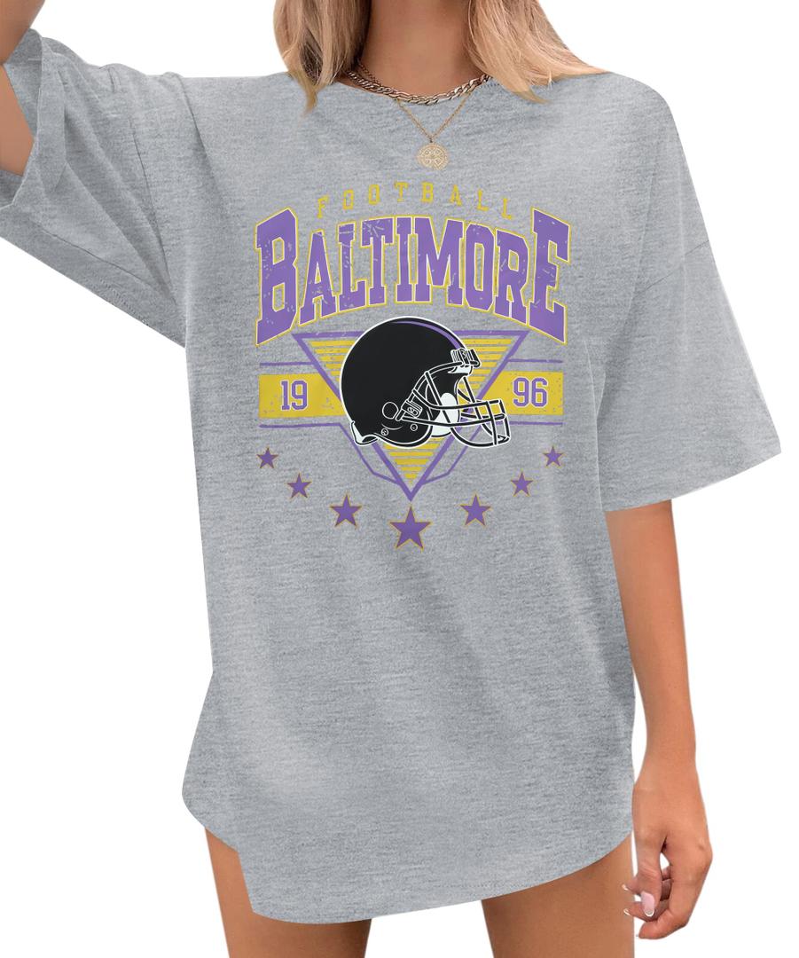 Oversized Football Shirts Women Game Day Tshirt Football Outfits Team Fan Gifts Tee Tops Grey