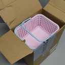 Geelin 12 Pcs Easter Basket for Gift Easter Pink Plastic Basket with Handles and Ribbon Small Gift Wrapping Baskets Cute Stackable for Egg Hunt Game, Party, Holy Week Gifts, Spring Birthday