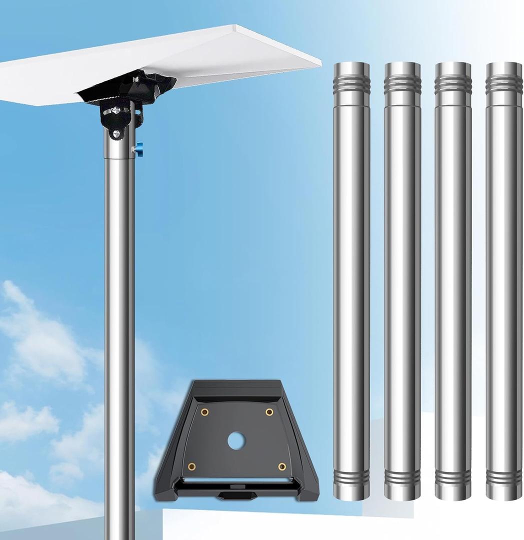Starlink Pole Mount for Gen 3, Starlink RV Mount Kit Features a Durable 1.5'' Diameter Pole, 7ft Starlink Ground Pole Mount, Starlink Gen 3 Pipe Adapter Included, 4-Section, Black