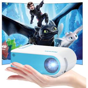 Nasin Mini Projector, 1080P Supported Portable Movie Projector, Home Theater and Outdoor Use, Compatible with IOS, Android, Tablet, Laptop, TV Stick, Type C, USB & HDMI, Bluetooth Proyector