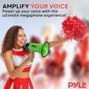Pyle Compact 20-Watt Megaphone Speaker with Microphone, Siren, Bullhorn - Battery Operated, Foldable Handle, 2 Modes, 1000 Yards Range - Perfect for Cheerleading, Police, Football, and more - Green