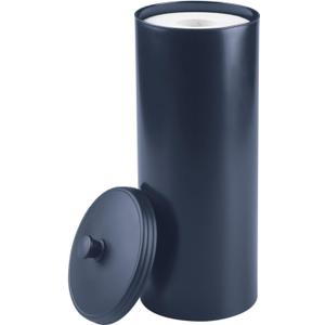 mDesign Plastic Floor Stand Toilet Paper Organizer with Cover, 3-Roll Space-Saving Tissue Storage for Bathroom, Fits Under Sink, Vanity, Shelf, in Cabinet, Corner - Hyde Collection - Navy Blue (Pack of 1)