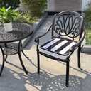 Outdoor Chair Cushions Set of 4,17"x16" Memory Foam Patio Chair Pads with Ties, Round Corner Seat Cushion for Outdoor Furniture Garden Deck,Black White